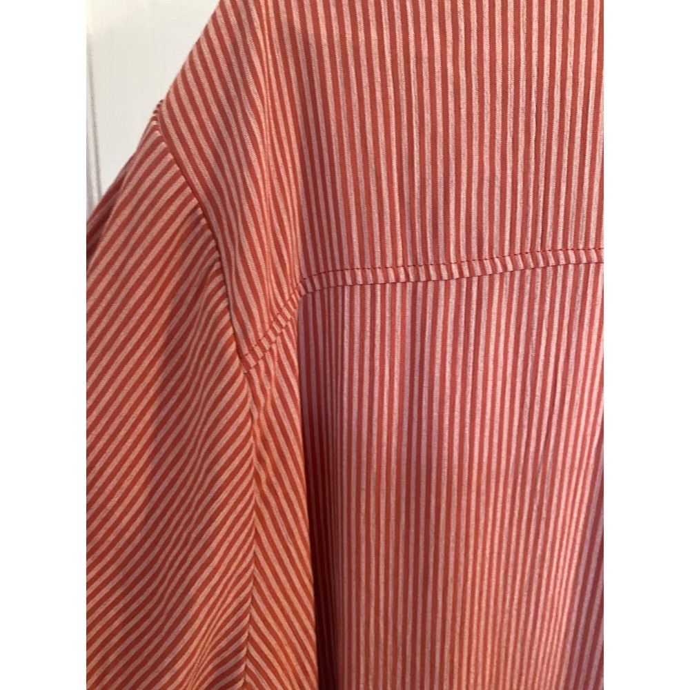 Gilli Calla Shirt Dress 2X Dark Pink Striped Ruffle Sleeve Button Front New - Picture 10 of 14